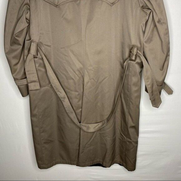 Vintage 80s London Fog Trench Coat Men 40R Beige Double Breasted Long Belt Liner - Picture 8 of 12
